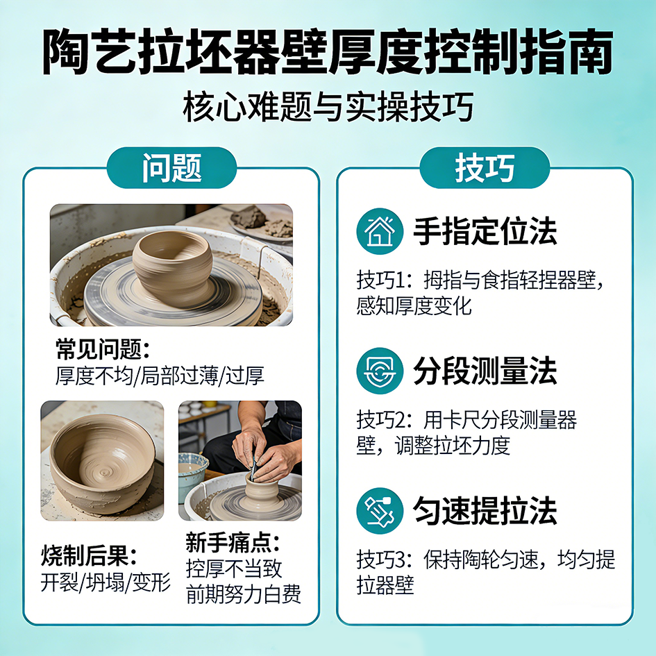 拉坯控厚技巧：教你精准把握器壁厚度，避免烧制变形(图文)