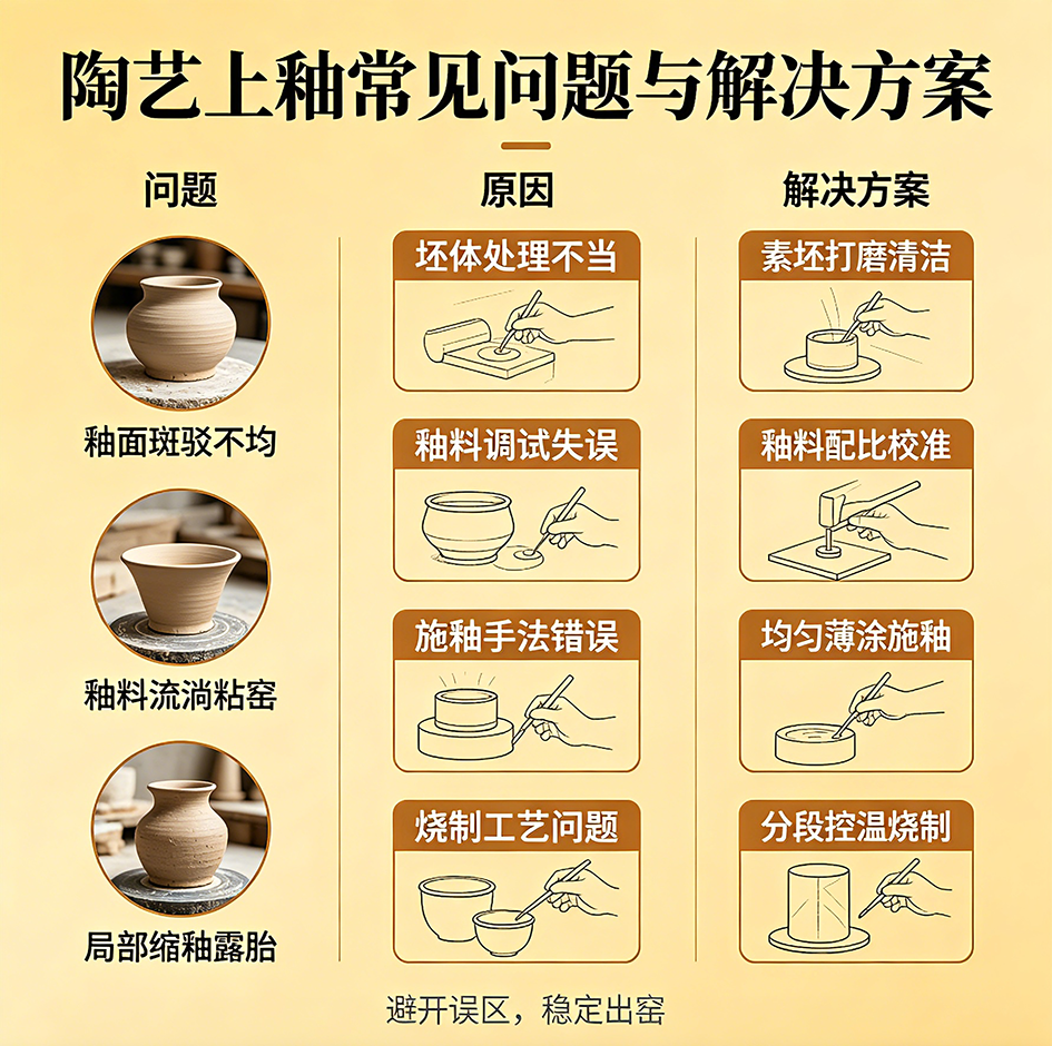 上釉不均匀、流釉、缩釉？完整解决方案！(图文)